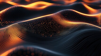 Poster - Abstract Futuristic Design with Glowing Lines and Waves in Motion