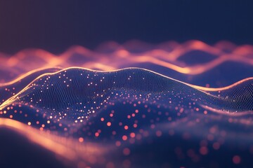 Poster - Abstract glowing wave particles background.