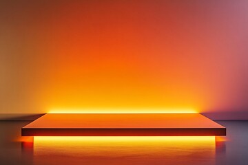 Aufkleber - Illuminated platform with warm-toned lighting against a gradient wall.