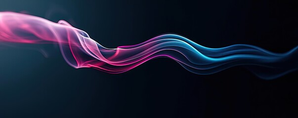 Poster - smoke abstract background concept. vibrant abstract smoke waves in pink and blue against a dark back