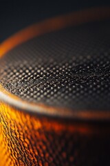 Poster - Close-up of a textured, metallic, amber-colored surface with a grid pattern.