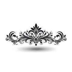 Wall Mural - Black flourish design ornament with shadow.