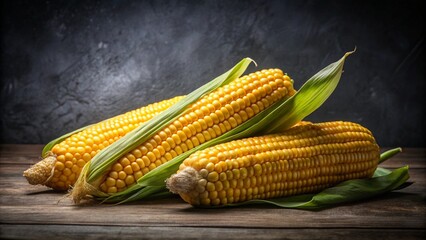 Wall Mural - corn on cob on dark background
