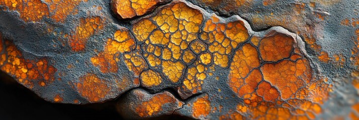 Aufkleber - Close-up of a textured rock surface with orange and grey patterns.