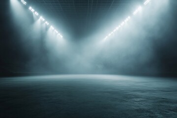 Poster - Empty arena with bright spotlights and fog, creating a dramatic atmosphere.
