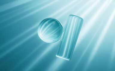 Poster - Abstract glass spheres and cylinders, 3d rendering.