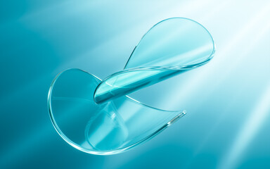 Poster - Cyan transparent glass background, 3d rendering.