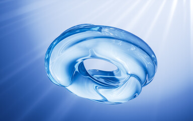 Poster - Blue abstract glass curve background, 3d rendering.