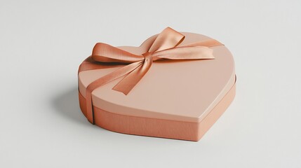 Aufkleber - Heart-shaped gift box with a peach-colored ribbon.