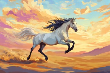 Naklejka na meble Wild Horse Sunset Run