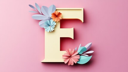 Wall Mural - paper letter alphabet character F font paper Art 3d Background 