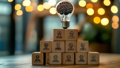 Leinwandbilder - AI adoption and innovation concept with digital brain in lightbulb