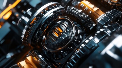 Poster - Futuristic High-Tech Industrial Design with Interlocking Gears