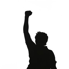 Wall Mural - person silhouette raised fist in protest