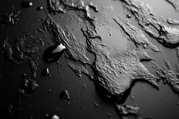 Poster - Surface texture with dark marbling and water droplets creating an artistic composition
