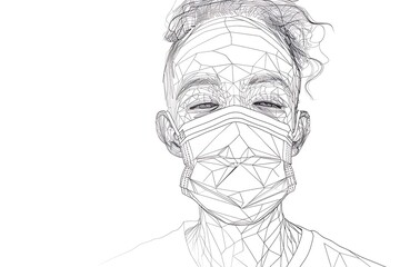 Wall Mural - person outline wearing face mask