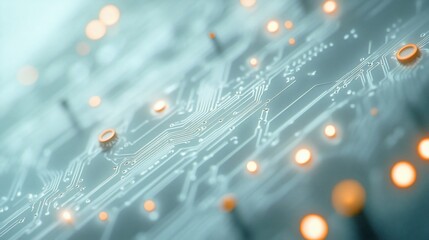 Leinwandbilder - Close-up of illuminated circuit board, showcasing intricate pathways and connections.
