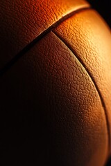 Aufkleber - Close-up of textured, orange basketball's surface, dimly lit.