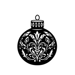 Wall Mural - Intricate black and white christmas ornament design.