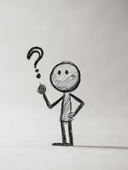 Poster - Sketch of a stick figure with a question mark in a minimalistic design