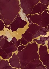 Wall Mural - Burgundy and gold marble texture