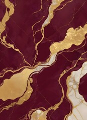 Wall Mural - Burgundy and gold marble texture