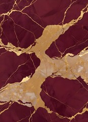 Wall Mural - Burgundy and gold marble texture