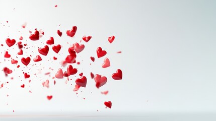 Poster - Red hearts are flying in the air, creating a romantic atmosphere for valentine's day, women's day, or any spring celebration of love and affection