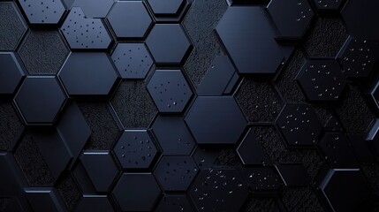 Poster - Hexagonal Texture of Carbon Fiber Composite Material on Dark Background