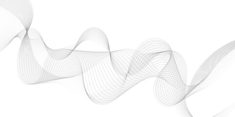 Leinwandbilder - Abstract grey, white smooth element swoosh speed wave modern stream background. Wave with lines created using blend tool. Abstract frequency sound wave lines and twisted curve lines background.	