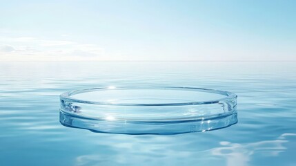 Clear Glass Disc Floating on Water