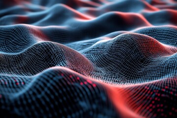 Poster - this image presents an abstract isometric view of a data mesh, featuring intricate lines and pattern