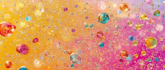 Wall Mural - A colorful, glittery background with many small, colorful spheres