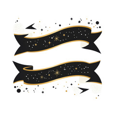 Poster - Flat Design of Decorative Banners in Black, White and Gold
