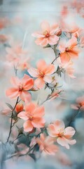 Poster - Artistic depiction of pink cherry blossoms with a soft, dreamy background, highlighting delicate petals and serene ambiance.