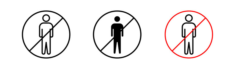 No entry signs flat and linear vector illustration on white background.