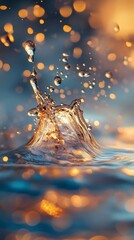 Poster - A splash of water with a splash of light. The splash is in the middle of the image
