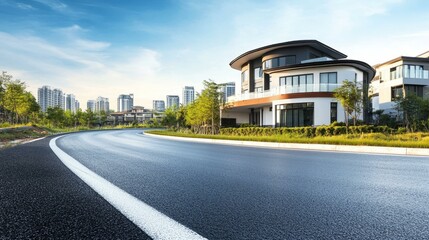 Poster - Modern Residential Architecture along a Winding Road