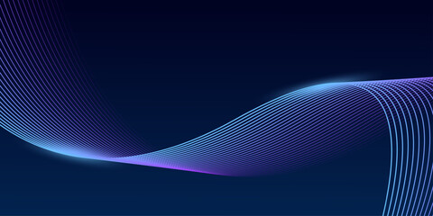 Wall Mural - abstract dark blue background with dynamic wave lines. futuristic technology concept.