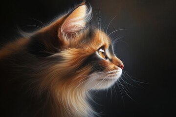 Poster - A hyper-realistic close-up of a kitten face, with intricate details of its fur, whiskers, and sparkling eyes