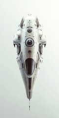 Wall Mural - futuristic space ship with a white body and black windows. the ship is in the air and has a futurist