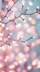 Poster - Delicate branch with soft, colorful lights creating a dreamy, festive atmosphere.