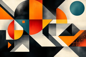 Aufkleber - A modern geometric design showcasing symmetrical patterns in bold, vibrant colors against a black background