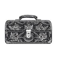 Wall Mural - Detailed ornate vintage metal toolbox illustration.