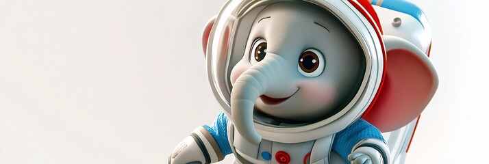 Aufkleber - Cute baby elephant astronaut in space suit.