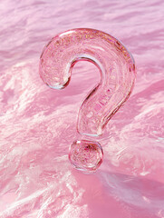 Poster - Elegant crystal large question mark on a textured pink background