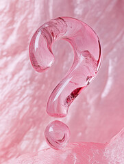Poster - Crystal large question mark on a textured pink surface with a modern and elegant design