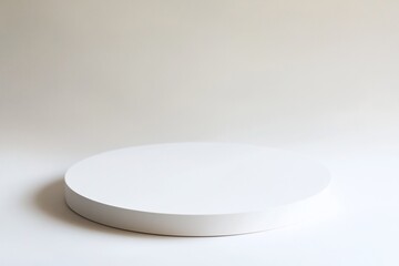 Poster - Minimalist white round platform on white background.