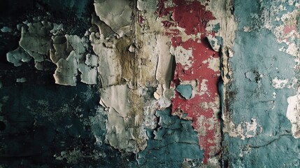 Poster - A weathered and abandoned room with cracked walls, peeling paint, and a decaying interior, capturing the essence of neglect and decay in photography