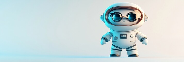 Leinwandbilder - Cute cartoon astronaut in space suit and sunglasses on a light background.